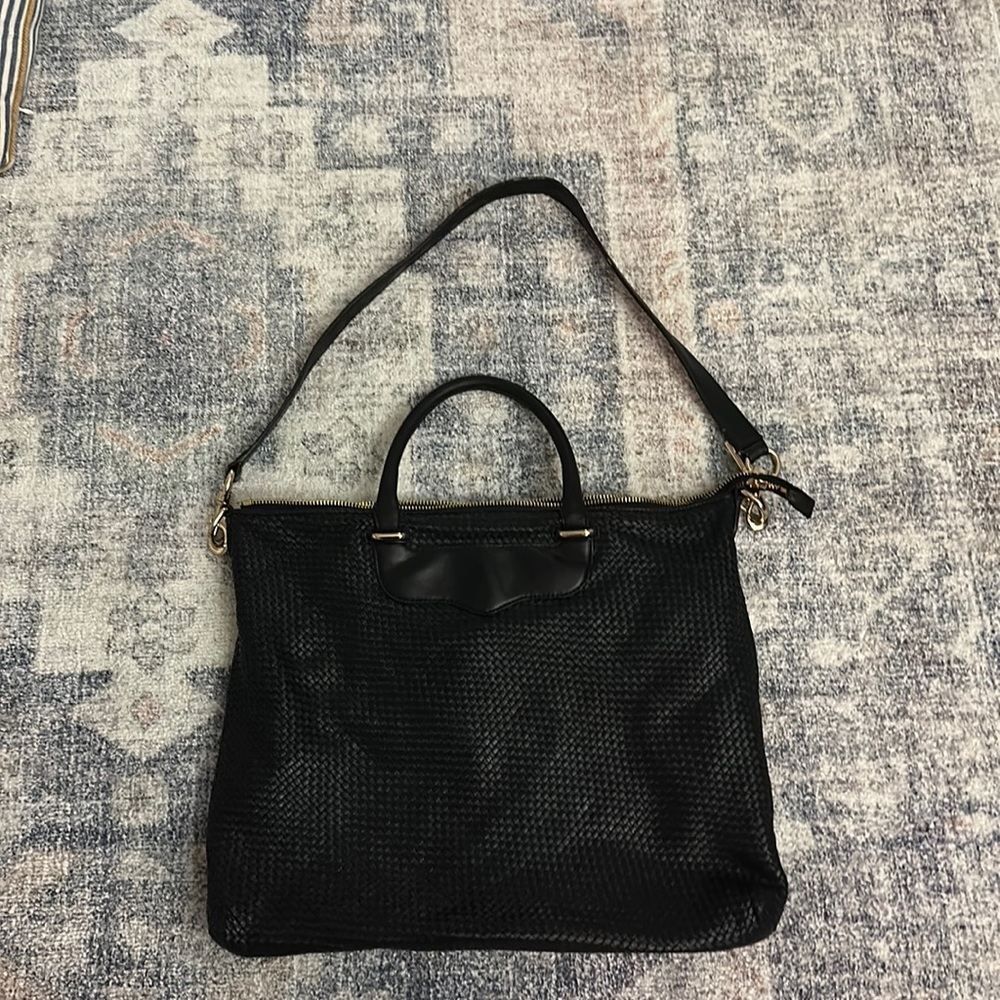 Black woven genuine leather Rebecca Minkoff shoulder bag and tote